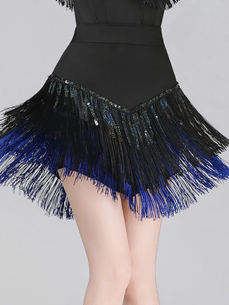 Gonna altalena Gonne Danza moderna Donna Sala da ballo Dancewear Costume da ballo latino per adulti Costume Nappe con paillettes glitterate Grandi