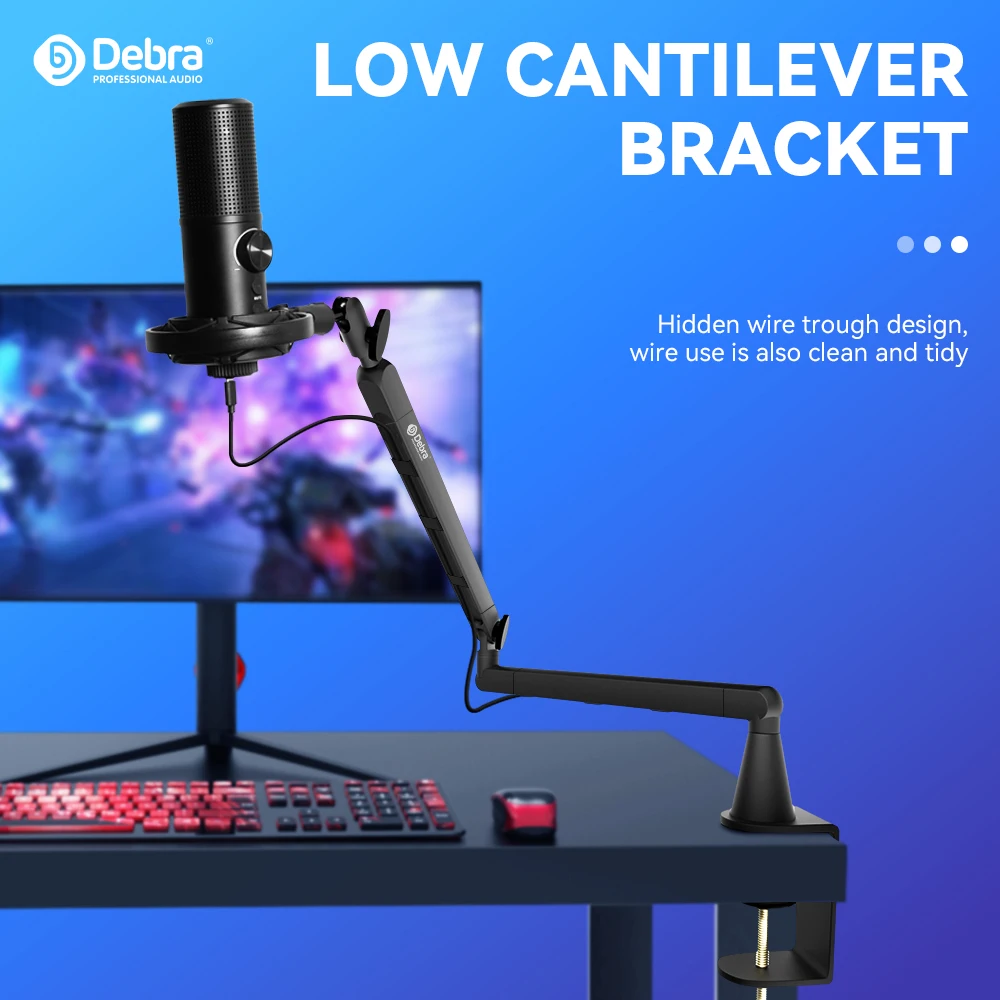 Debra W-02 Professional Desktop Computer Mobile Game Live Recording Adjustable Low Profile Cantilever Stand