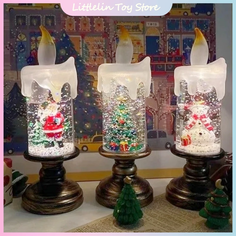 

New Christmas Decorations Candle Lamp Snowflake Light Ambiance Crystal Ball Night Light Desktop Ornament Creative Christmas Gift