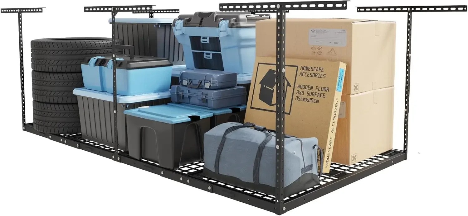 

Навесная система хранения для гаража 4x8, регулируемая система организации, грузоподъемность 750 фунтов, черный цвет, серия Classic