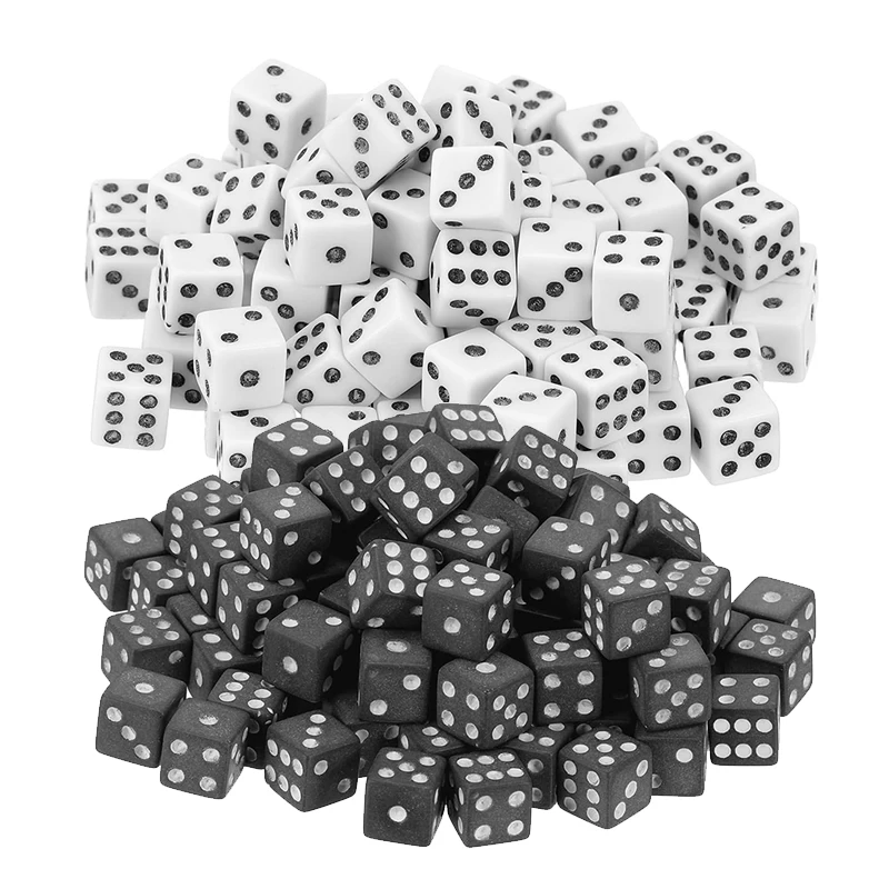 100~500PCS Mini Dices Plastic 8mm White Black Gaming Dice Standard Six Sided Decider Birthday Parties Board Game Props TMZ﻿