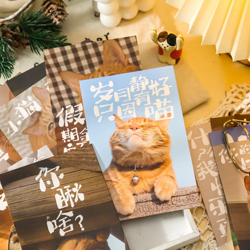 30 Sheets/Set Adorable Pet Go Out Series Postcard Cute Cat Photo Card Greeting Message Cards Student Christmas New Year Gift