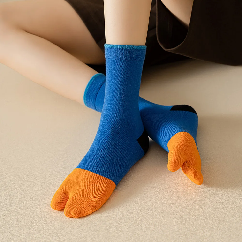 Unisex-Zehensocken aus gekämmter Baumwolle, einfache, bequeme Zwei-Zehen-Socken, japanische Harajuku-Tabi-Socken für Männer und Frauen, hohe Qualität