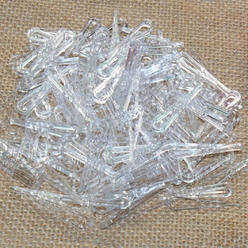 35mm plastic shirt clips transparent 500pcs/lot shirt pin garment packing sock package clips garment accessories