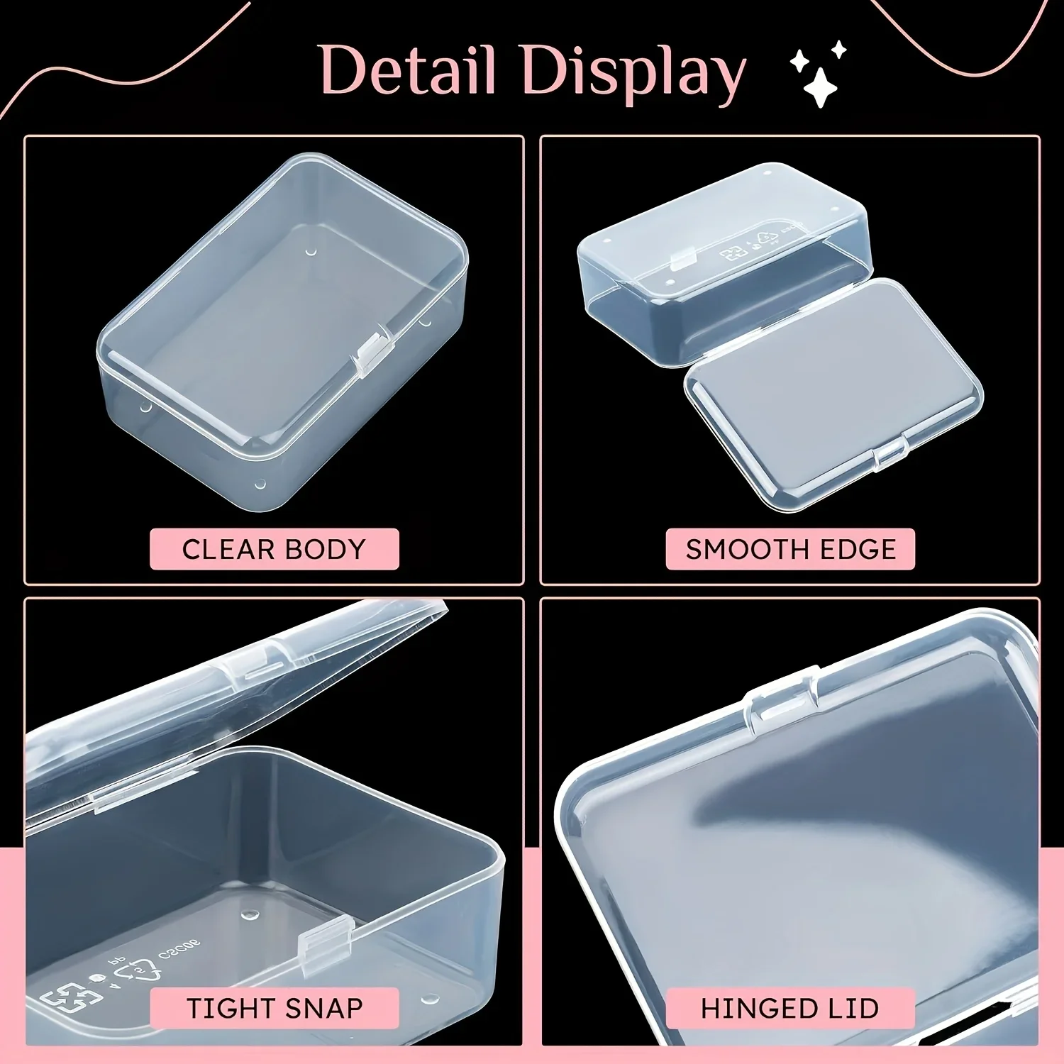 6 Stück Klare Kunststoff-Aufbewahrungsboxen, Transparente Organizer-Behälter für Kleinteile zu Hause, im Büro und in der Küche – Detail 7