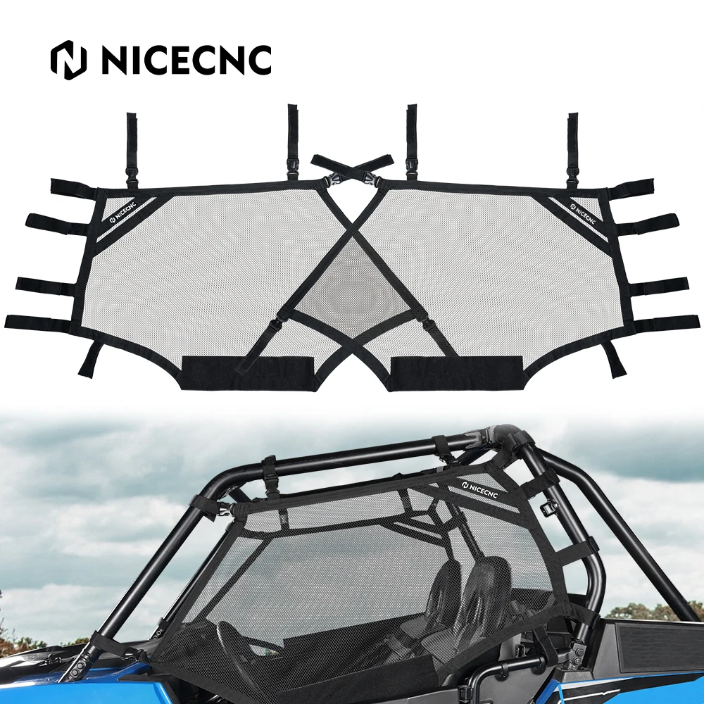 NICECNC Window Nets Roll Cage Mesh Guard for Polaris RZR Quick Release Buckles & Hook and Loop Design Heavy Duty Premium Nylon