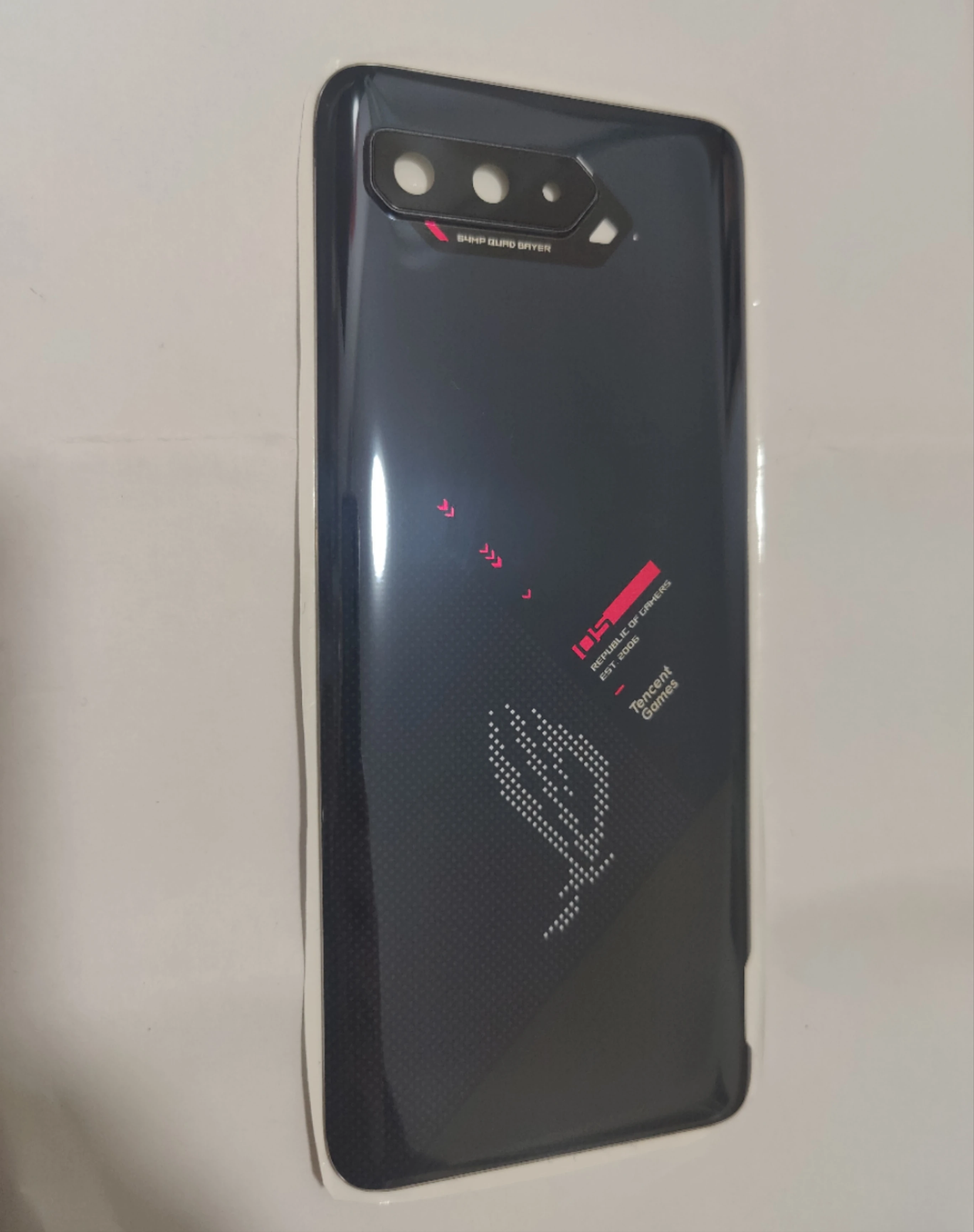 Tampa traseira da bateria para Asus Rog Phone 5 ZS673KS, caixa de vidro, tampa da bateria com adesivo, novo