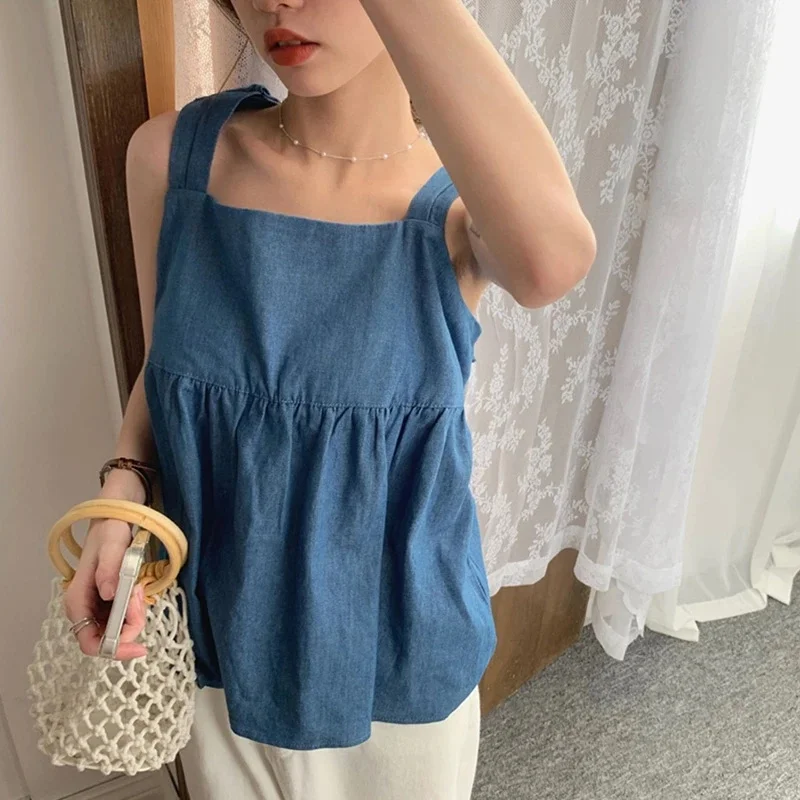 Fashion Design Sense Suspender Vest Female Spring and Summer Loose Niche Sleeveless Shirt Back bow tie Loose Pullover Top New