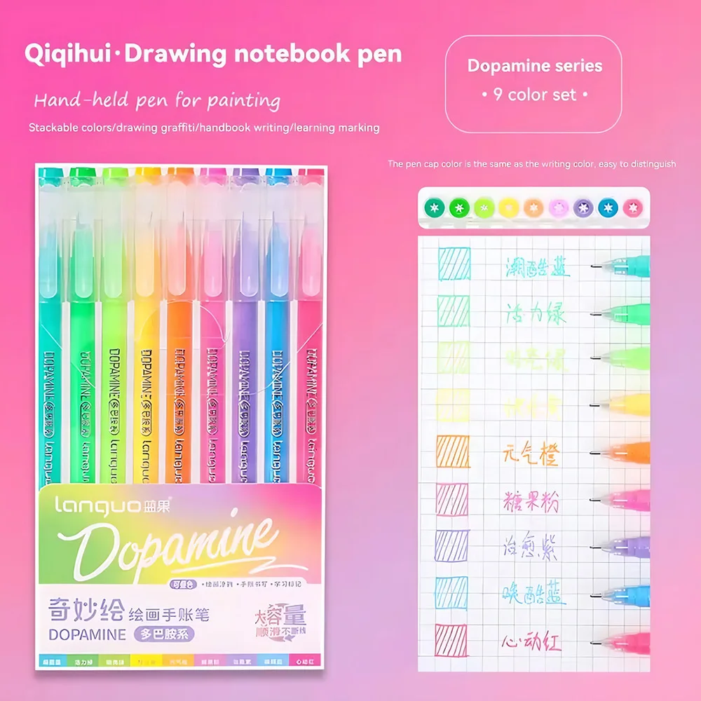 9Pcs Morandi Gel Pen Set 0.6mm Fine Tip Quick-Dry Aesthetic Pastel Colors for Manga Anime Sketching Drawing Graffiti Stationery