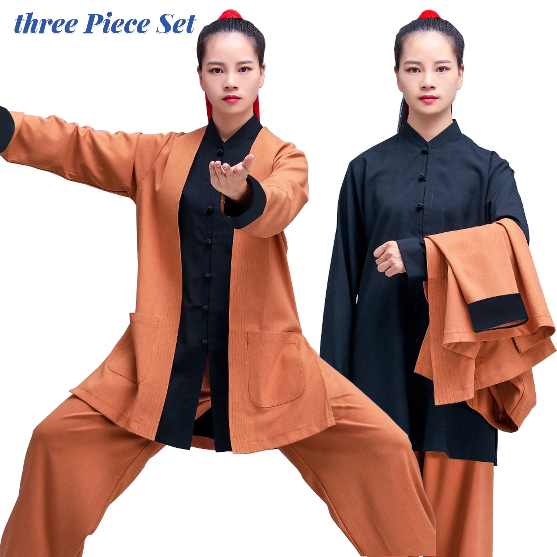 Linen Blend Kung Fu Tai Chi Clothing Martial Arts Clothes Wushu Uniform Wing Chun Three Piece Set Multicolor Can Be Customized