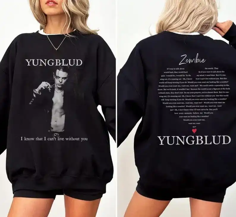YUNGBLUD x Zombie Shirt, Alternative Punk Rock Graphic T-Shirt, Gothic Music Tee Sweatshirt Hoodie