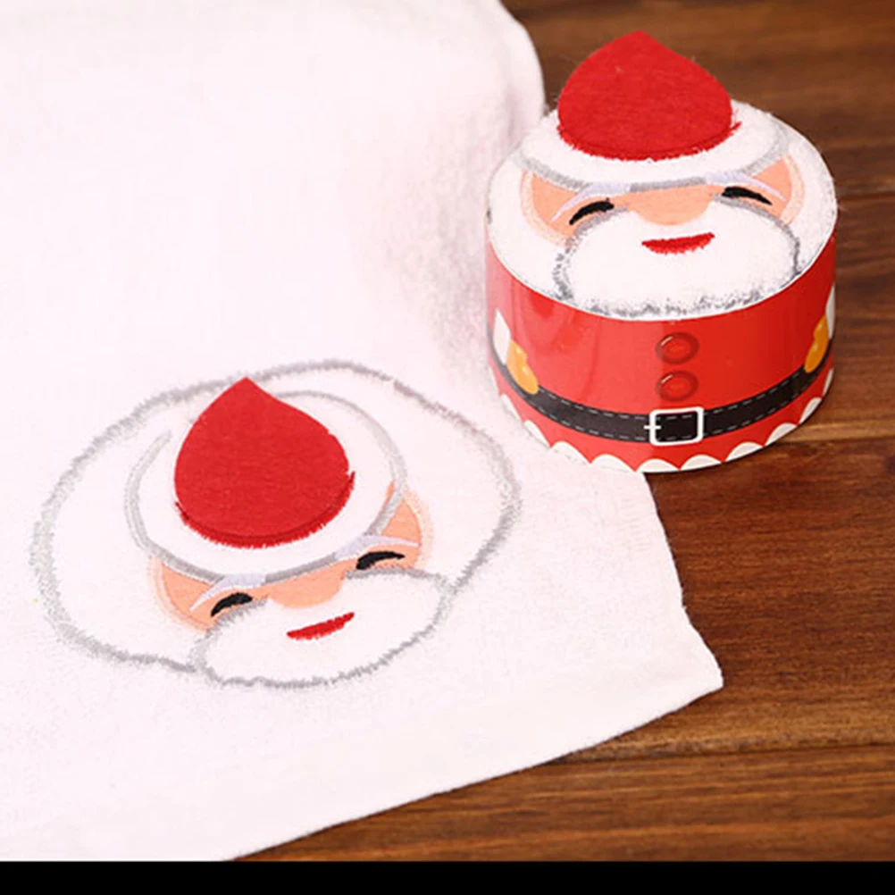 

2pcs Christmas Cake Cotton Towel Santa Xmas Tree Towels Holiday Decoration Hand Wash Cloth Kids Gift Drying Training Towels