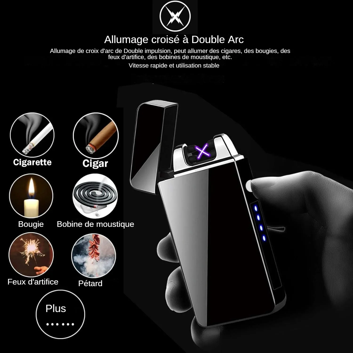 Smart Windproof Electric Metal Lighter Flameless Plasma Lighter Double Arc Usb Rechargeable Led Power Display Touch HOT