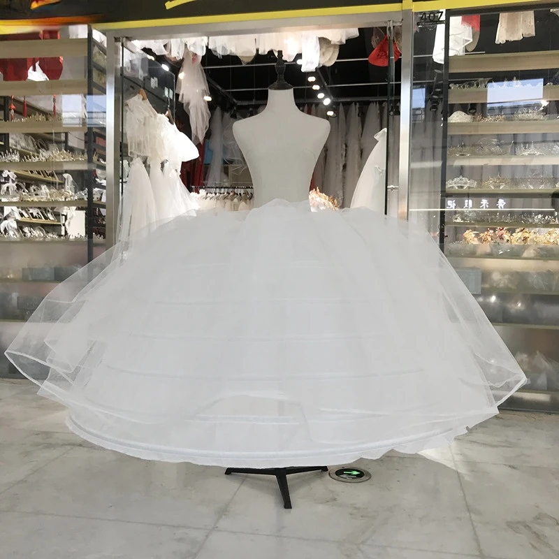 White Tulle 7 Hoops 3 Layers Petticoats for Wedding Dress Plus Size Fluffy Ball Gown Underskirt Crinoline Pettycoat Hoop Skirt