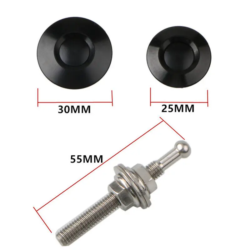 1 Set 25/30mm Black Race Modification Button Car Front Hood Lock Surround Buckle