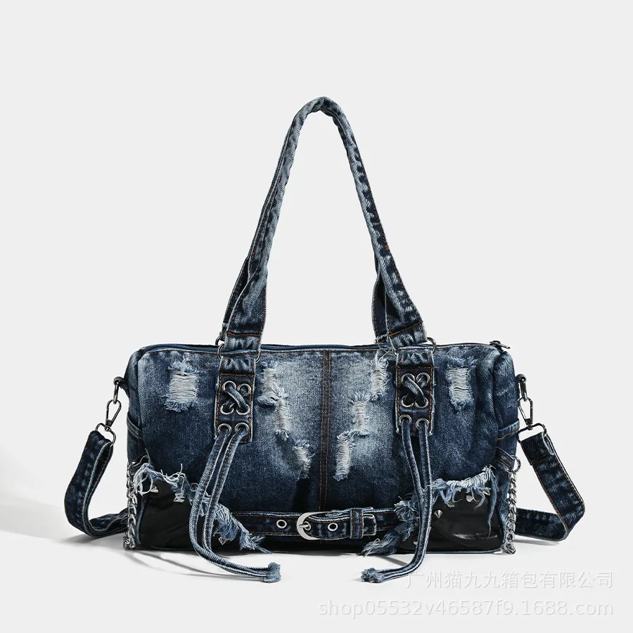 

Vintage Y2K Denim Handbag， Women’s Large Tote & Crossbody Backpack， Trendy Streetwear ハンドバッグ