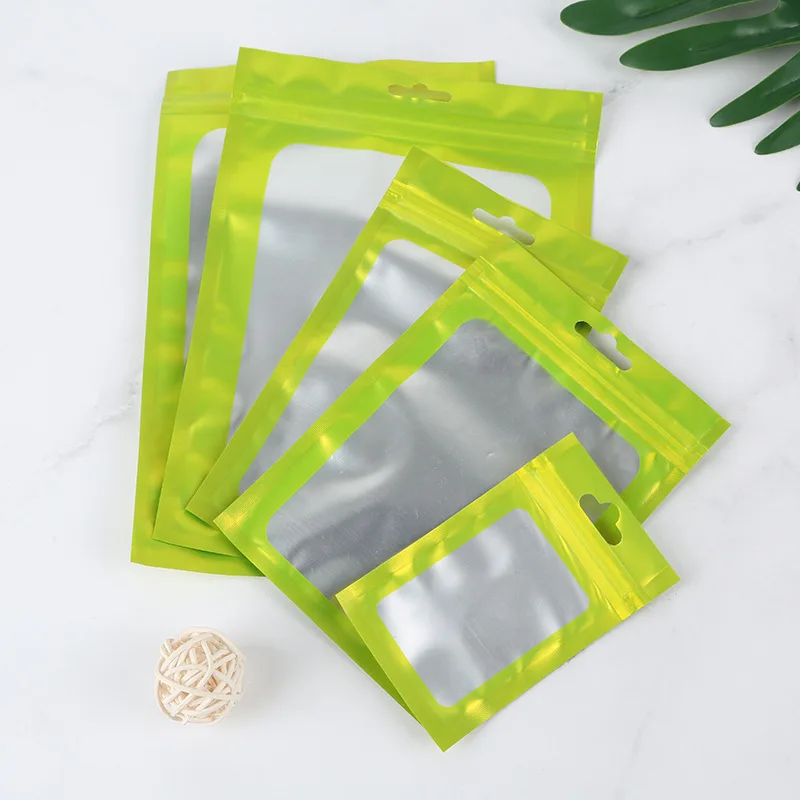 50 Stück bunte Folien-Zip-Lock-Beutel mit transparentem Fenster, wiederverwendbare Hängebeutel für Schmuckpräsentation und Verpackung – Detail 11