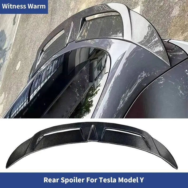 Becquet arrière en Fiber de carbone pour Tesla Model Y, ailes de lèvre de coffre, kit de modification de carrosserie de voiture