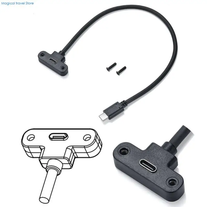 N2UB Quality USB Type C Male to Female Panel Mount Cable for Data & Power 30cm