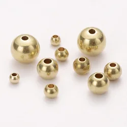 50pcs Original Brass Round Ball Space Beads 3/4/5/6/8mm Bracelets Loose Charm Bead for DIY Necklaces Jewelry Making Accessories