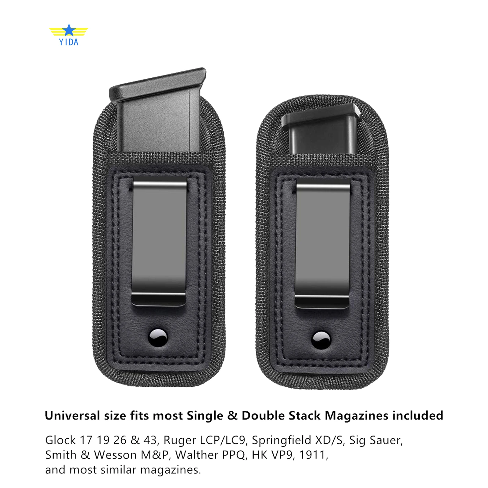 Fondina per riviste da trasporto nascosto 9 mm.40.45 |   All'interno della custodia magnetica con cintura |   Fondina magnetica per Glock 43 17 Sig 1911 S&W M&P