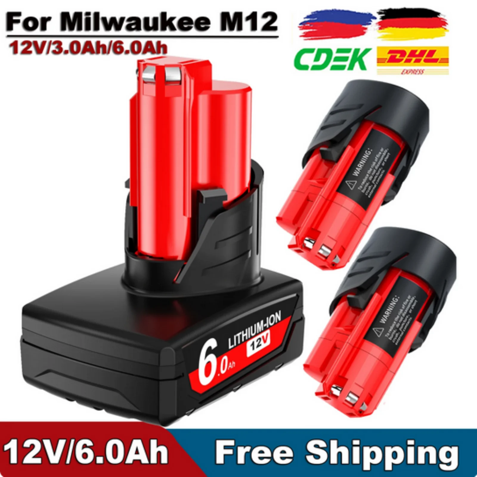 For Milwaukee 12V 3500mAh/6000mAh/ 9000mAh Replacement Battery M12 XC 48-11-2411, 48-11-2401 Cordless Tools Rechargeable Battery