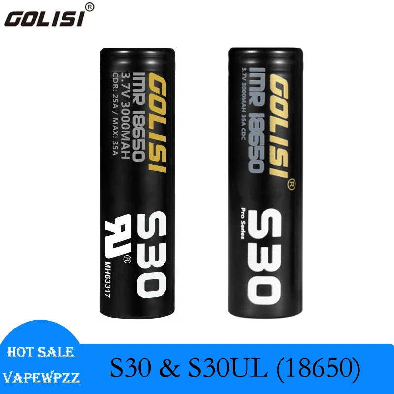 Golisi-batería Original de gran capacidad, pila de alto drenaje IMR 18650, Golisi S30 y S30 UL, 3000mAh, 800 ciclos de vida útil, 3,7 V, 25A, 1-6 piezas