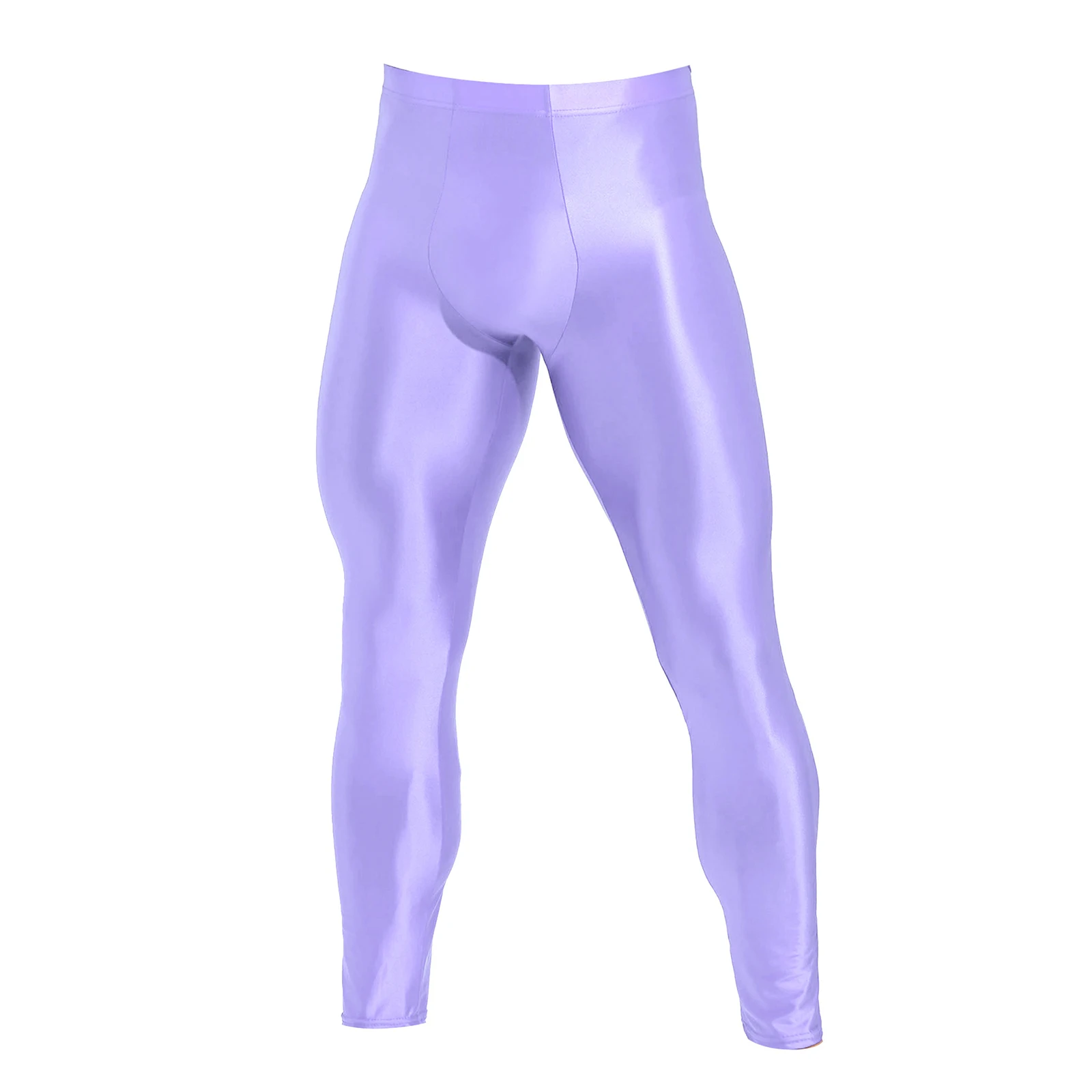 Leggings skinny da uomo Vita elastica Collant da ginnastica lucidi Pantaloni a compressione Pantaloni da allenamento fitness per feste in piscina in spiaggia