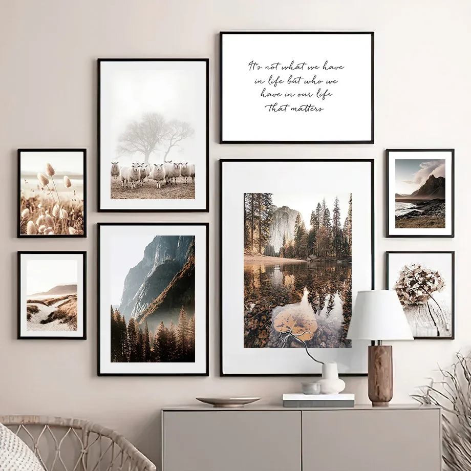 

Forest Lake Desert Scenery Sheep Mountain Quote Wall Art Canvas Painting Nordic Posters And Prints Wall Pictures For Living Room