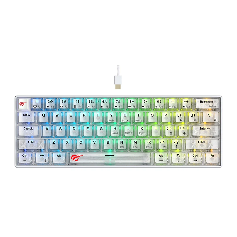Havit KB903L 61-Keys RGB Rainbow Backlit Mechanical Gaming Keyboard USB Wired Computer Light for PC