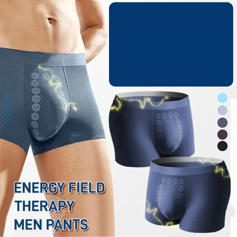 Men's Massage Magnetic Therapy Underwear Quick Drying Breathable Underwear Antibacterial Ice Silk Underwear Mid Rise Design