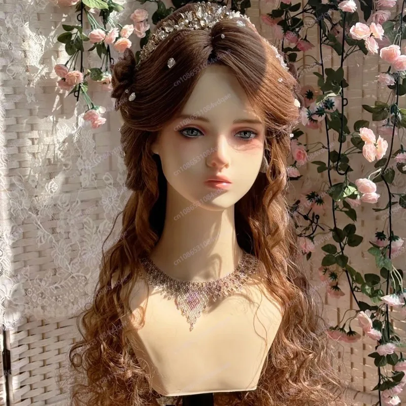 

Имитация парика, форма для головы, потому что имитация модели, голова, белая кожа, двойное плечо, манекен), серьги, ожерелье, фотомодель heAd