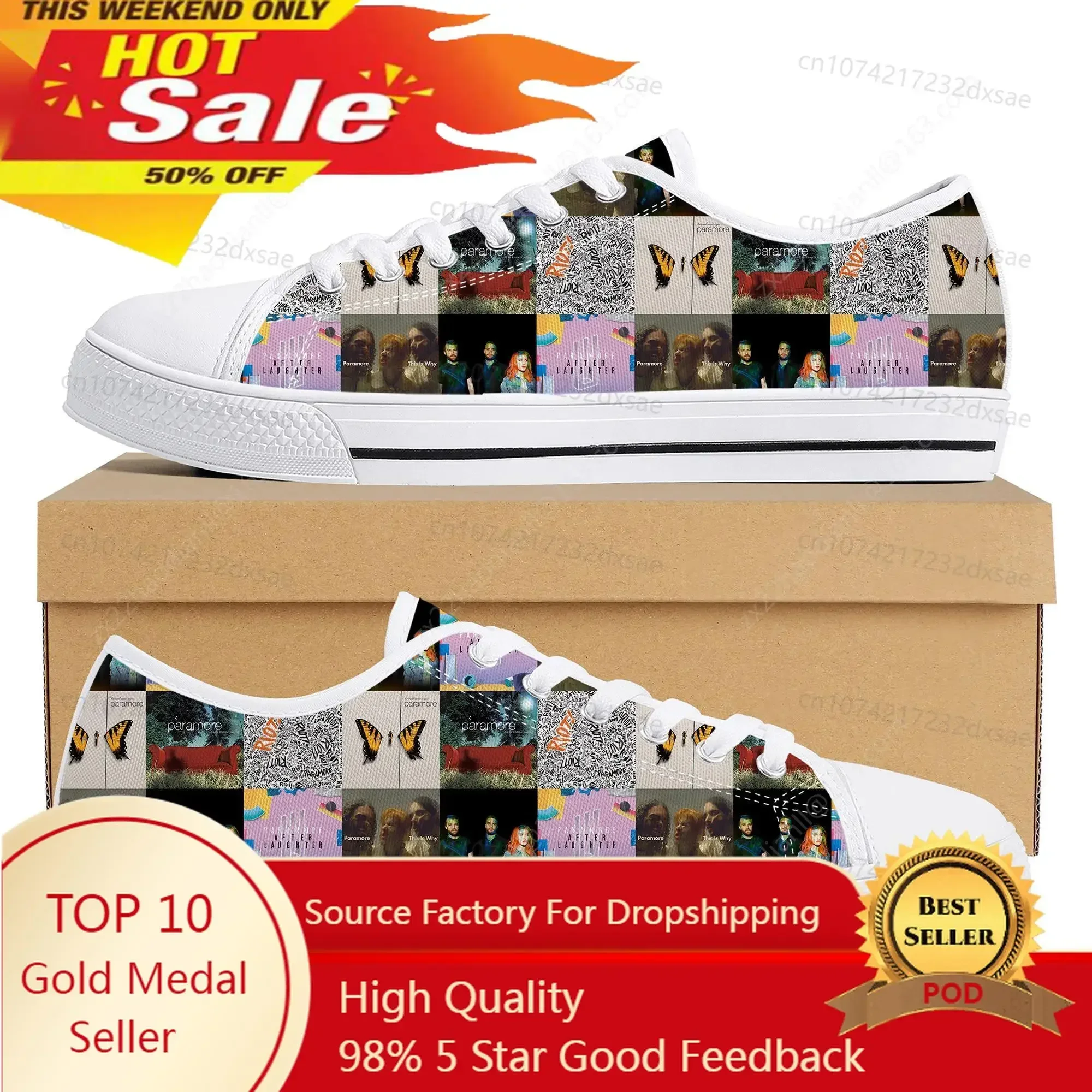 Paramore Rock Band Pop Low Top High Quality Sneakers Mens Women Teenager Canvas Sneaker Casual Couple Shoes Custom Shoes