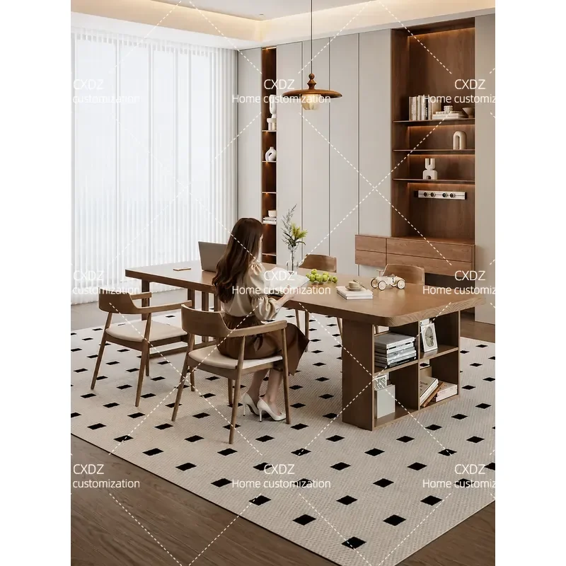Ji Free Solid Wood to the Living Room Large Desk Reading Study Table Student Home 2026 New Log Workbench