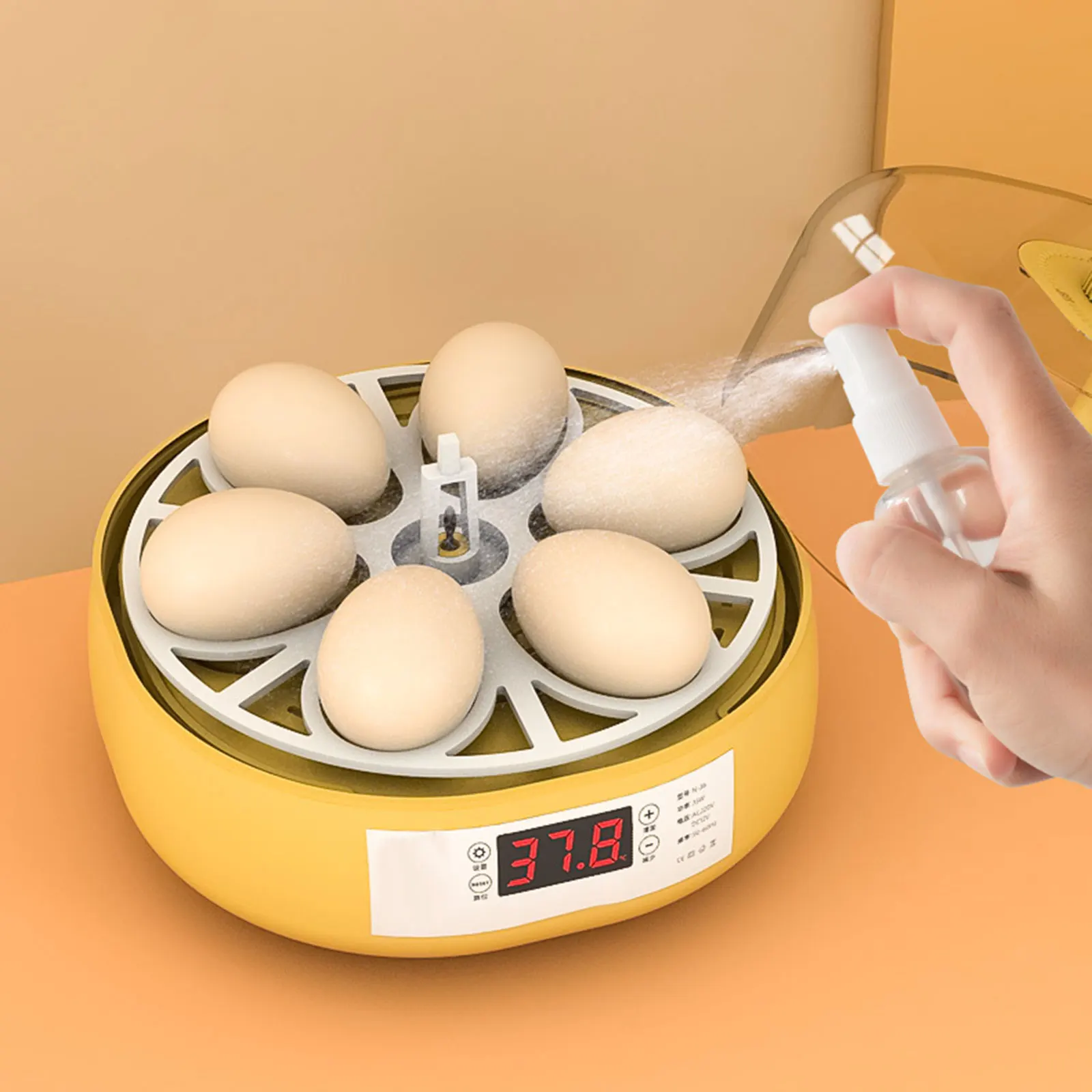 6 Eggs Incubator Egg Turner Tray Egg Hatcher Machine Digital Poultry 18 Pigeon Eggs Hatching for Duck Quail Chicken Birds Goose