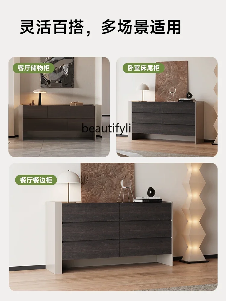

zxqItalian Minimalist Solid Wood Eight Buckets Modern Hallway Bedroom Storage Dining Side Wall Side Storage Cabinet