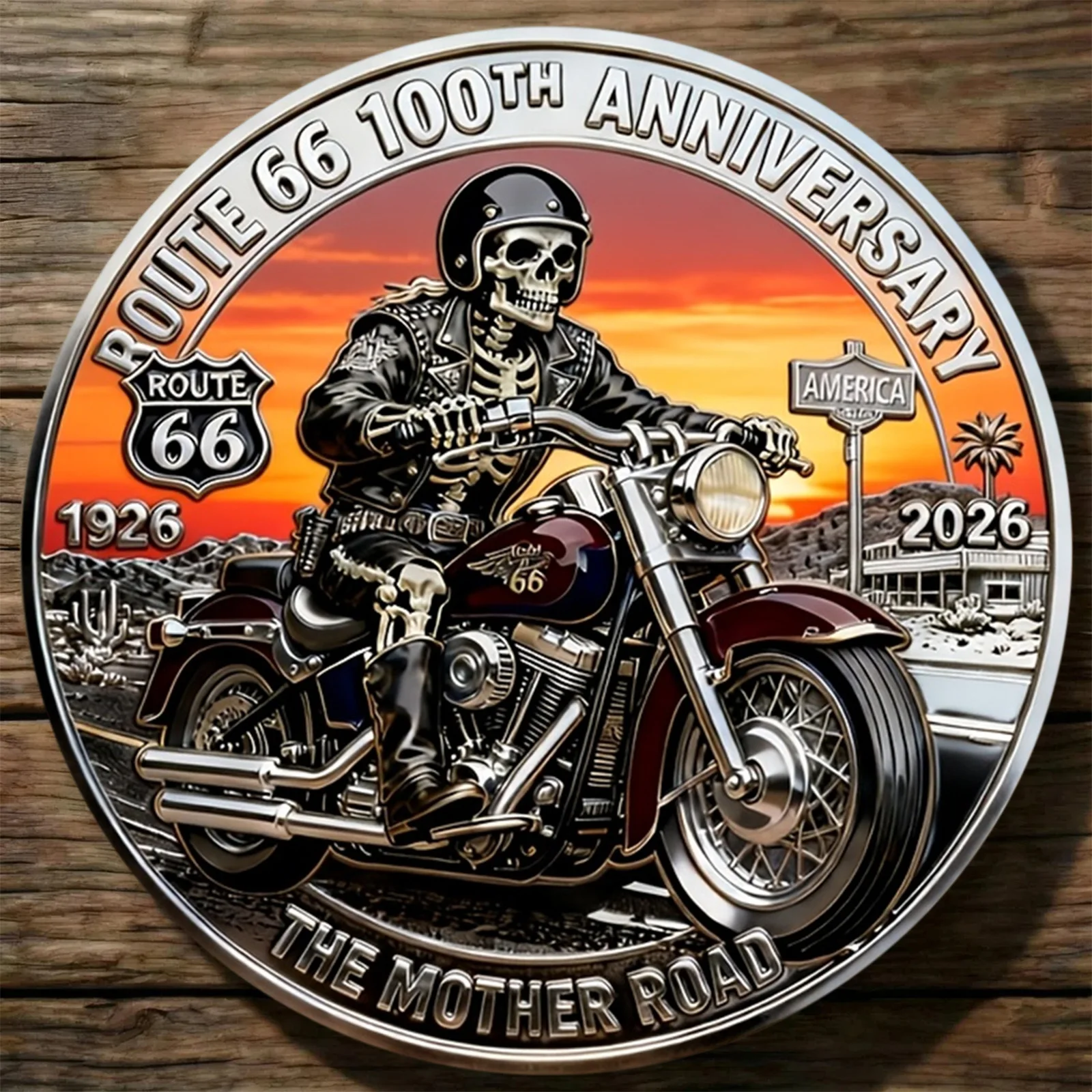 Replik-Münze 1 Stück Route 66 Motorrad-Reise Geprägte Sammlermünze Gedenkmedaille Sammlerstück Geschenk für Freunde – Detail 4