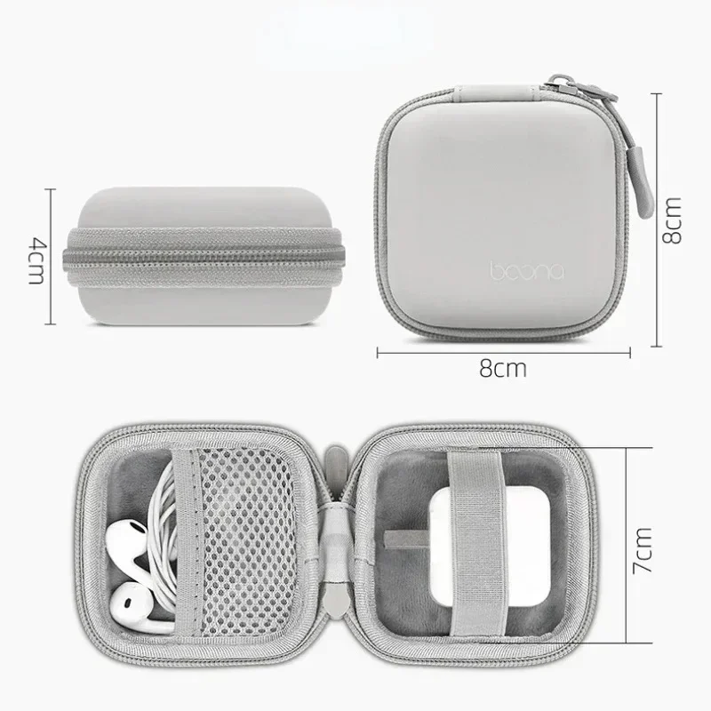 Draagbare Mini Hard Shell Digitale Gadgets Opbergtas, Kunstlederen Oortelefoon Oplader Case, Datakabel U Disk Organizer