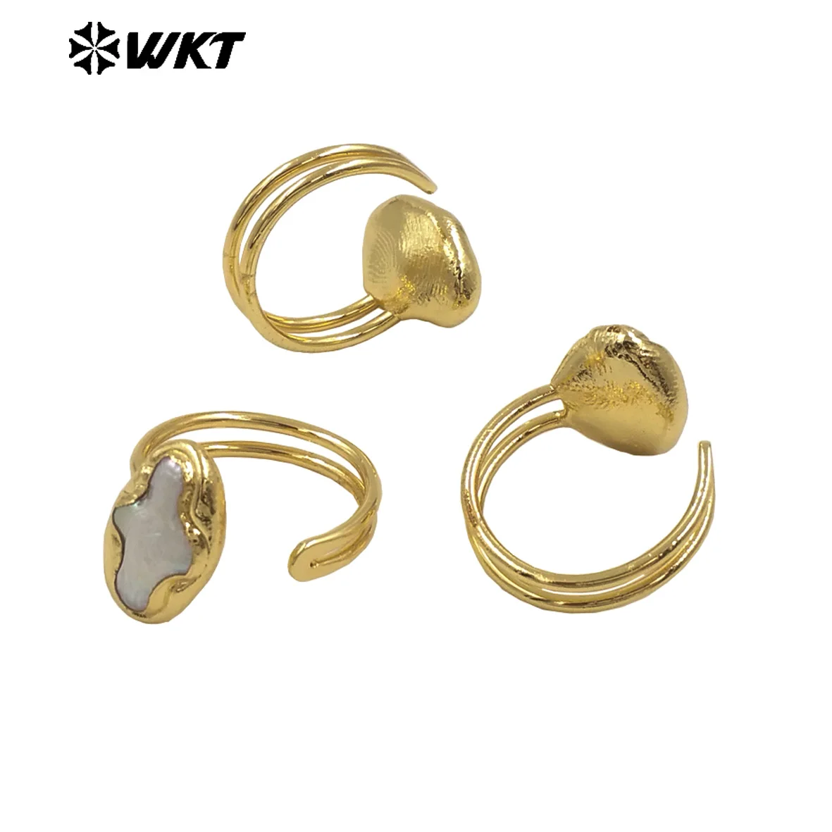 WT-MPR126 Hot Sales Natural Freshwater Pearl Ring With Gold Plated Open Size Cross Shape Elegant Style For Valentine's Day Gift