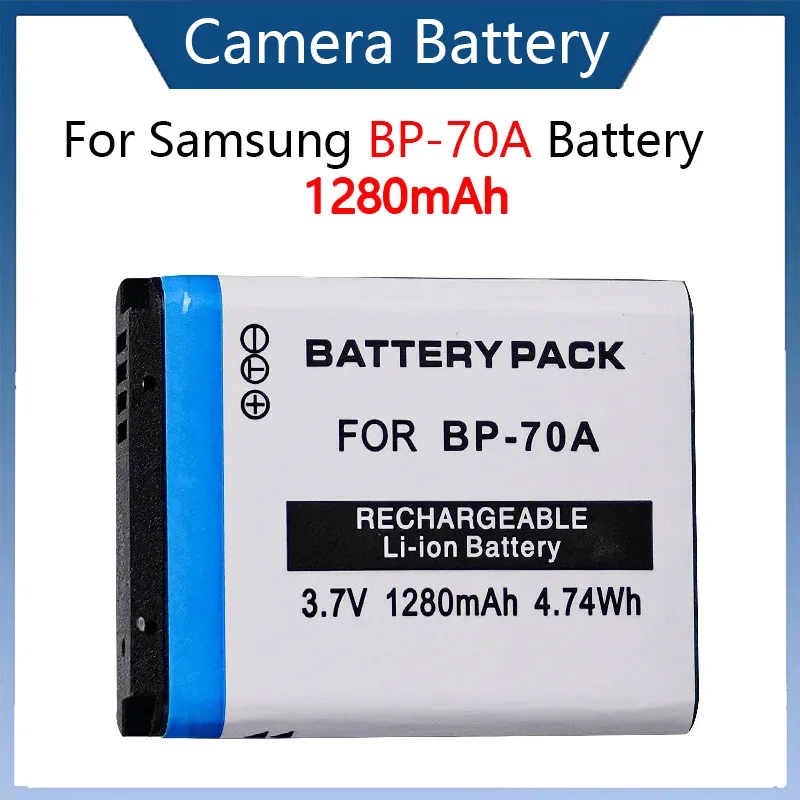 1280mAH BP70A  BP-70A BP 70A Battery for SAMSUNG AQ100 DV150F ES65 ES67 ES70 ES71 ES73 ES74 ES75 ES80 MV800 ES90 Camera Battery