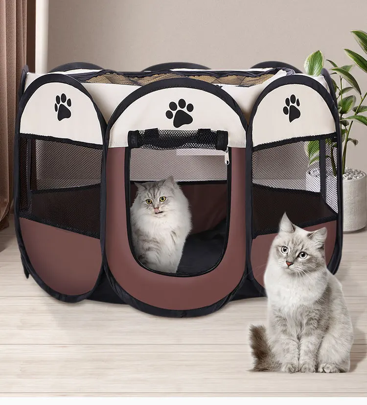 Portable Foldable Octagonal Pet Playpen, Dog Cat Tent Kennel, Easy Setup Puppy Shelter Fence for Indoor Outdoor Travel Camping