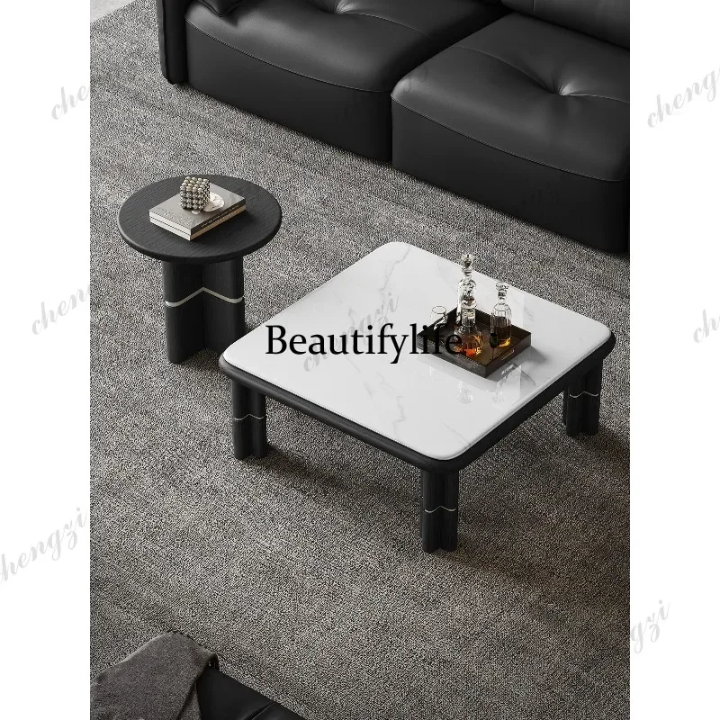 MM02 Italian minimalist microcrystalline stone coffee table light luxury living room marble square coffee table combination