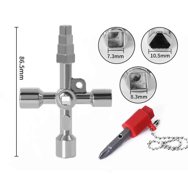 Key Wrench Cross Switch Alloy Universal Square Wrench Tool for Elevator Electrical Cupboard Box Cabinet socket wrench