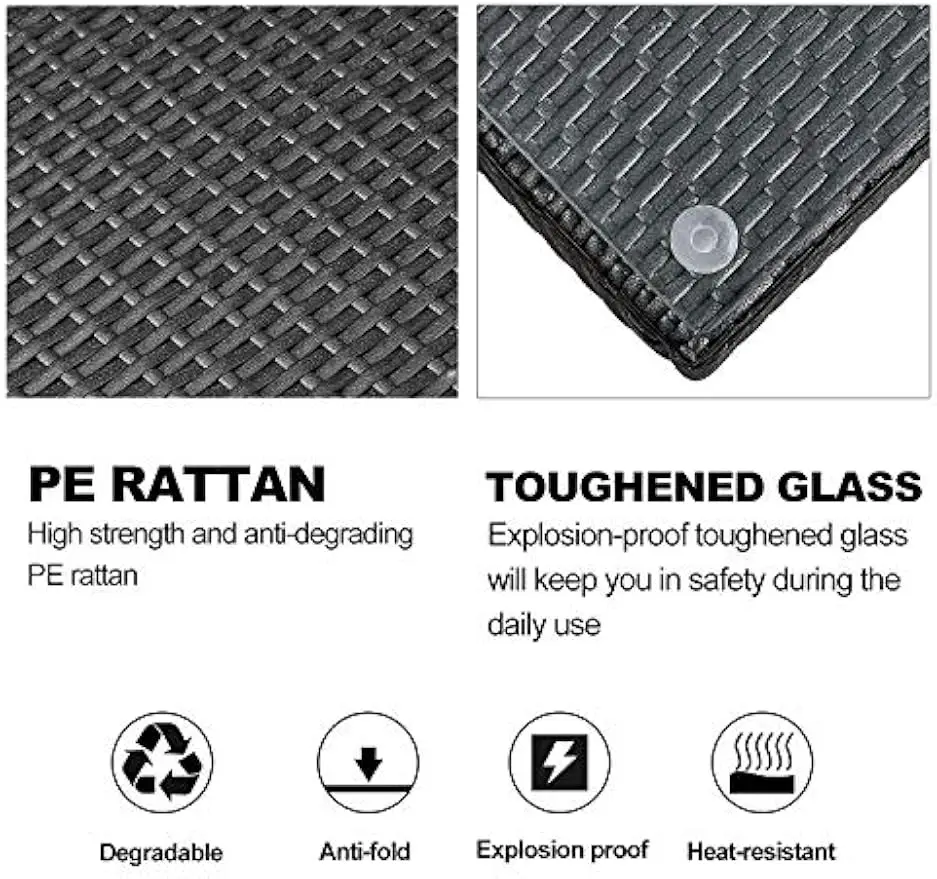 Outdoor Pátio Rattan Sofá, Sets Móveis secionais, Tecelagem manual, Wicker Conversa Set, Almofadas e Mesa de Vidro, 7PCs