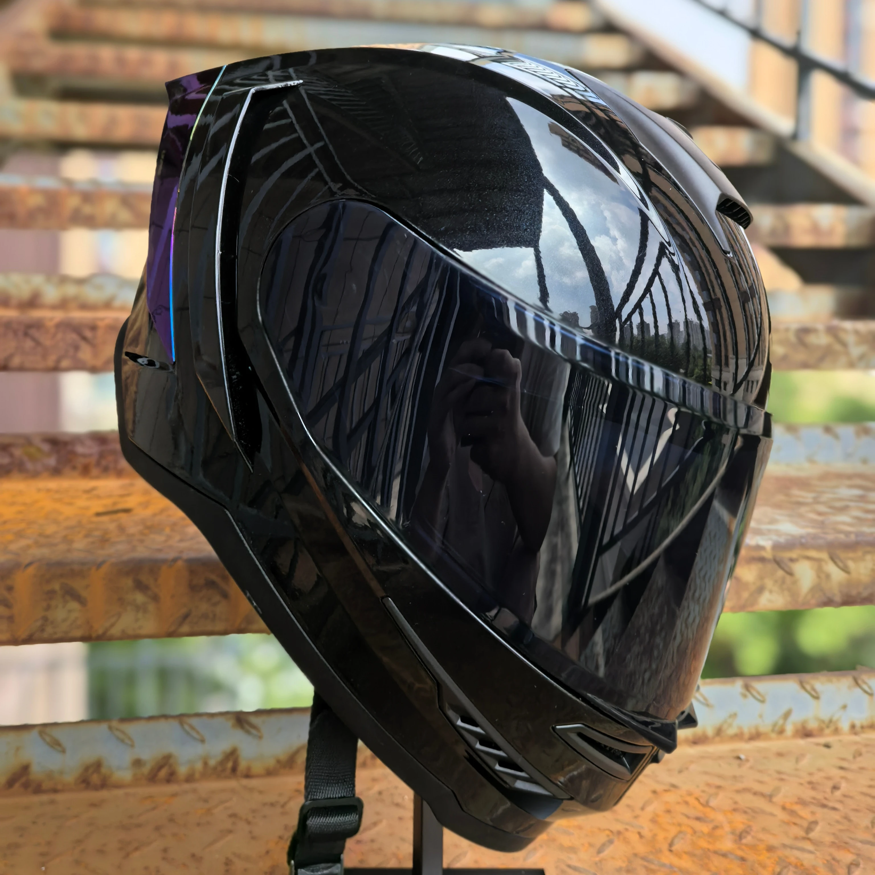 

STLF Factory New HOT Full Face Helmet Dual Viewfinder DOT Certified ABS Material Custom logo Chrome Spoiler Motorcycle Helmet