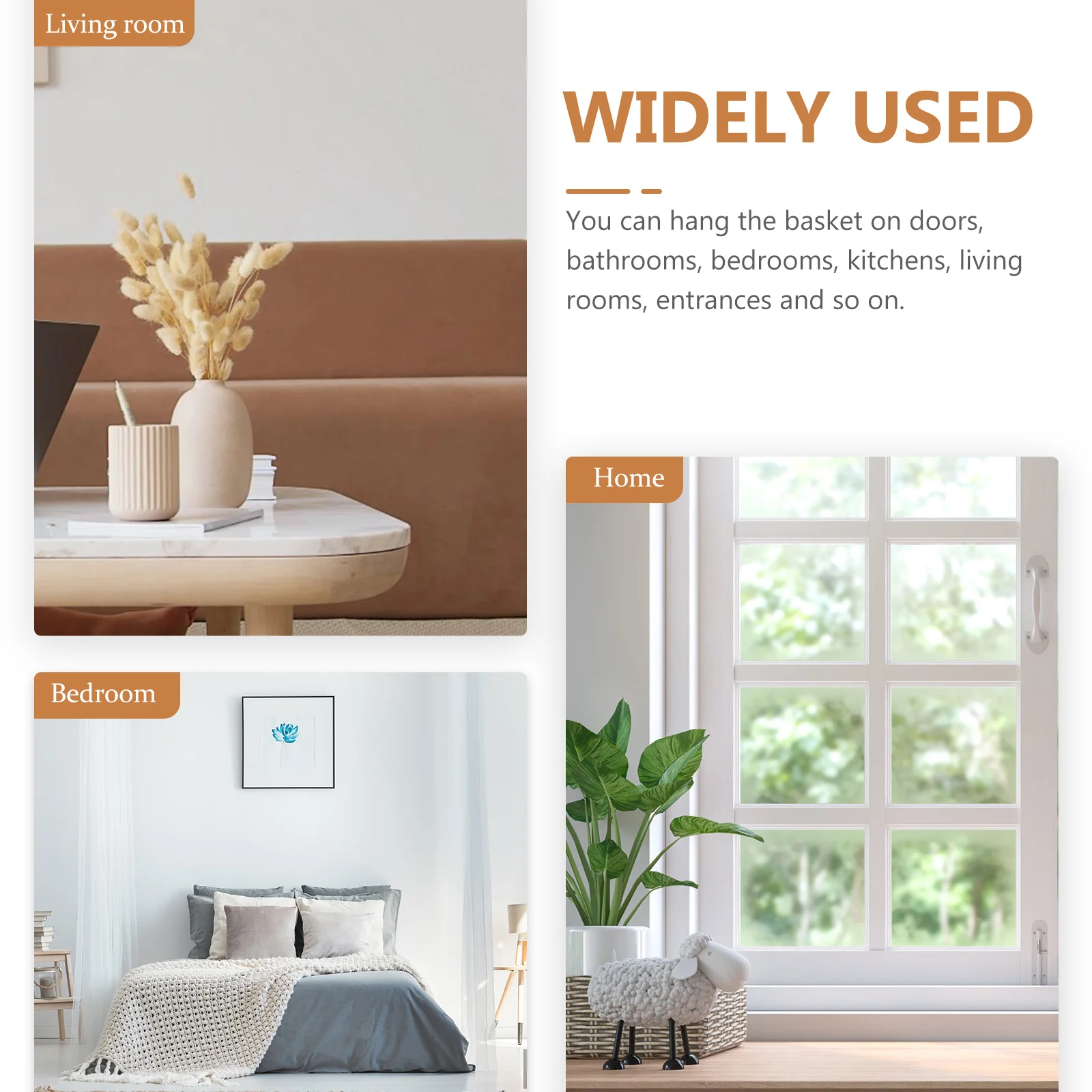 

2Pcs Hanging Woven Basket Wall Hanging Flower Basket Decorative Storage Organizer for Kitchen Living Room Bedroom Bathroom Door