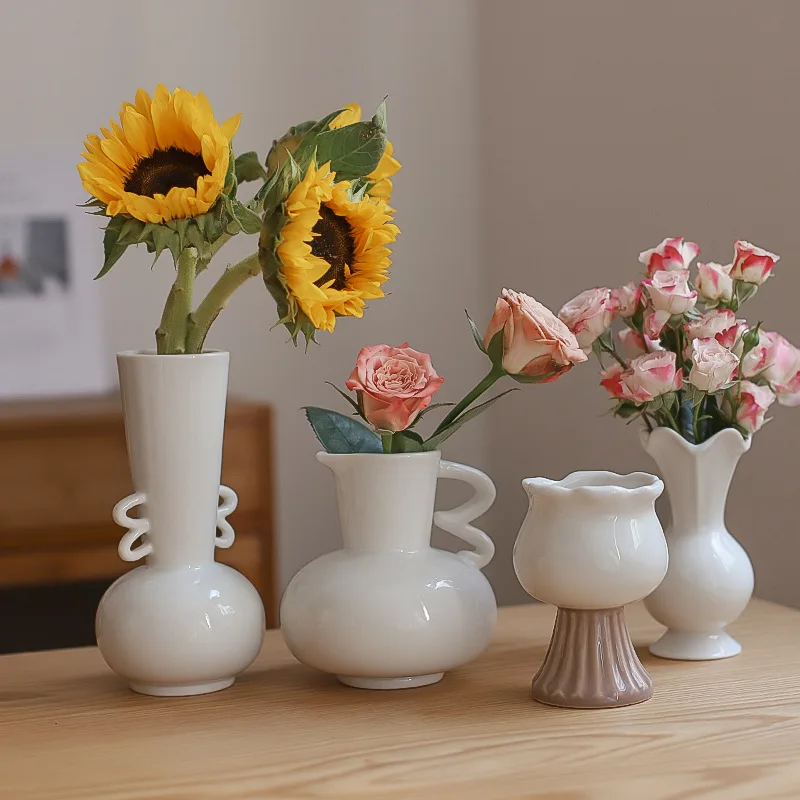 Nordic Tabletop Hydroponic Culture Dried Flower Ceramic Vase Ornaments Living Room Homestay Arrangement Decorative Crafts