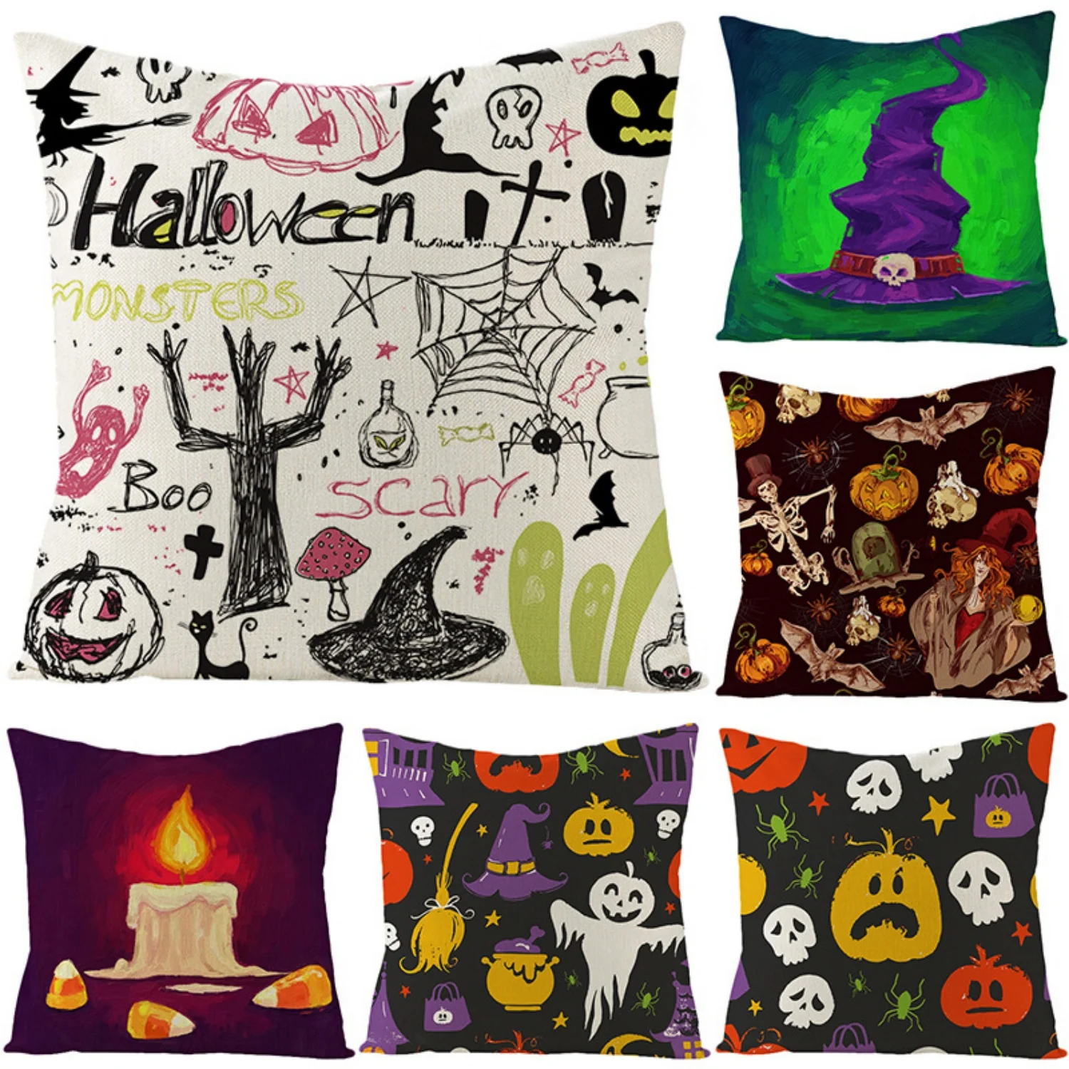 

45cm Halloween Pillowcase Comfortable Linen Pillowcase Sofa Chair Bed Decorative Hug Pillow Cover 2025 Halloween Party Decors