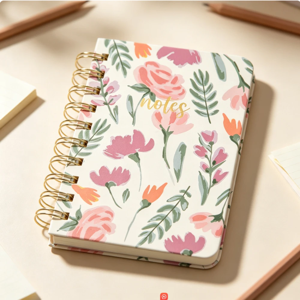 192 Sheets College Ruled Spiral Journal, 3.5" x 5.5" Mini Floral Notebook, Portable Hardcover Lined Journal for School, Office, Travel and Daily Planning