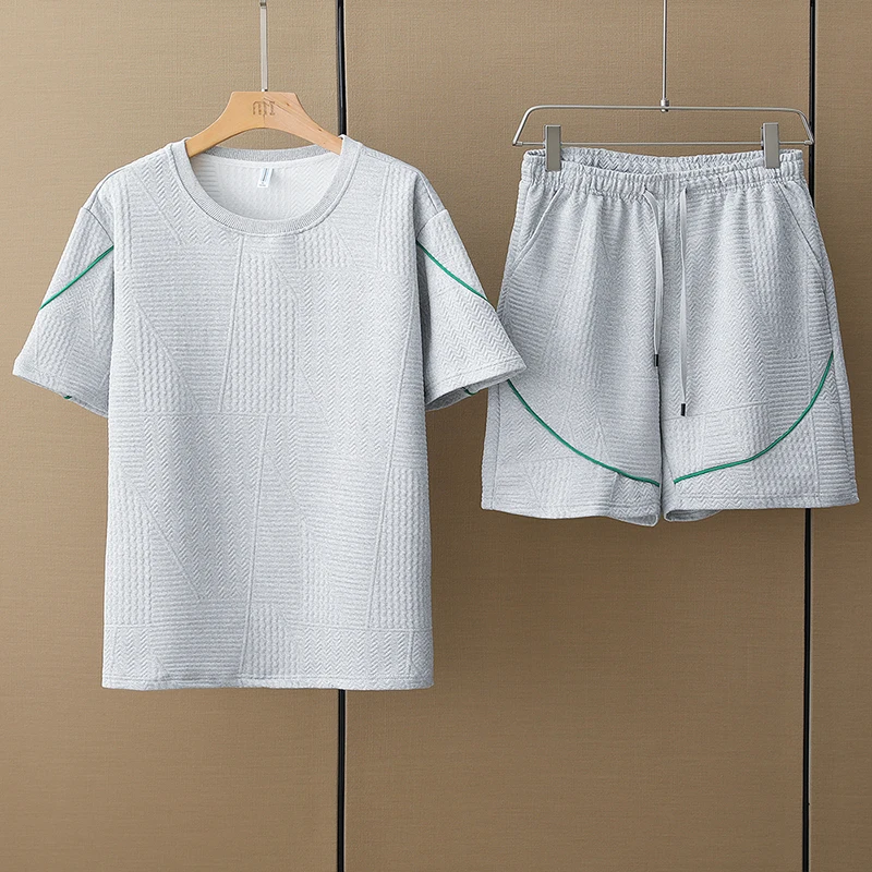 

Ice Silk Men's Summer Sportswear Set Simple Breathable T-irt And orts Thin Floral Print Loose Fit ort Sve Outfit